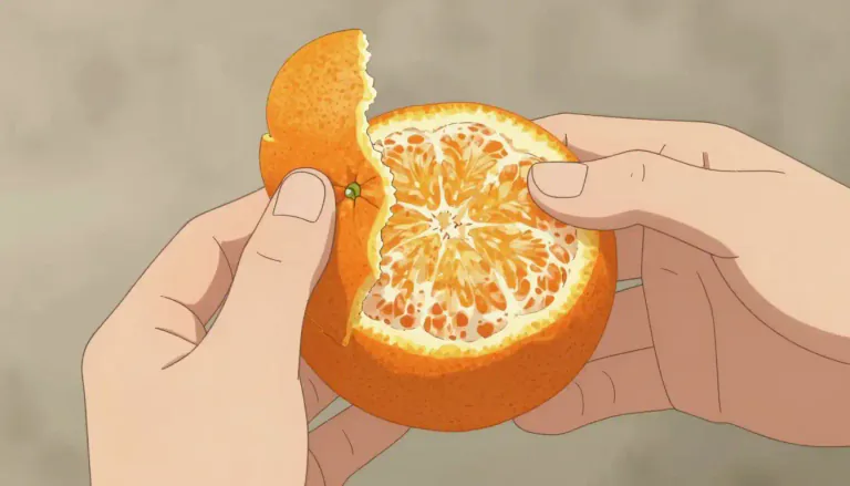 Visual representation of "peel" - To remove the outer layer from something, like a fruit or vegetable.
