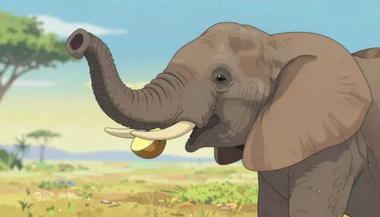 Visual representation of "trunk" - The part of an elephant's head that it uses to pick up objects, food and water.