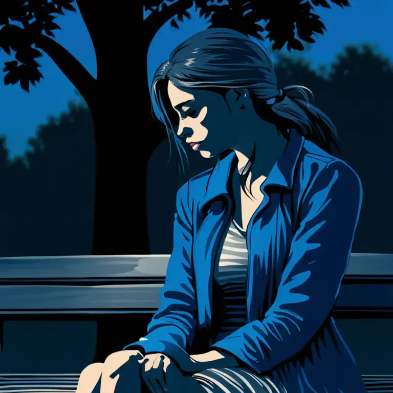 Visual representation of "blue" - Full of or characterized by a feeling of melancholy, sadness, or depression