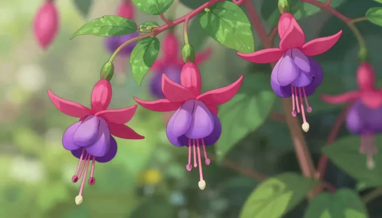 Visual representation of "fuchsia" - A type of flowering plant that has hanging clusters of flowers, usually in pink or purple.