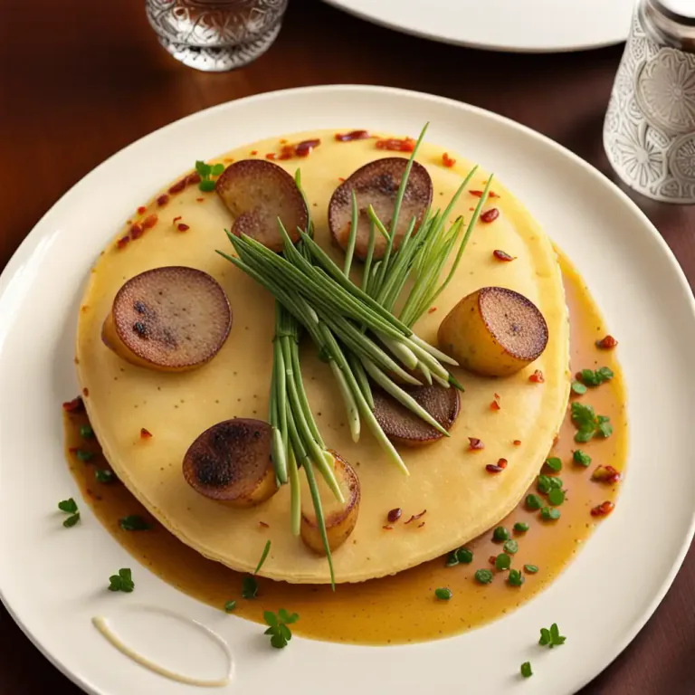 Visual representation of "tortilla" - An Spanish dish made from eggs and potatoes, sometimes also with onions or other vegetables.