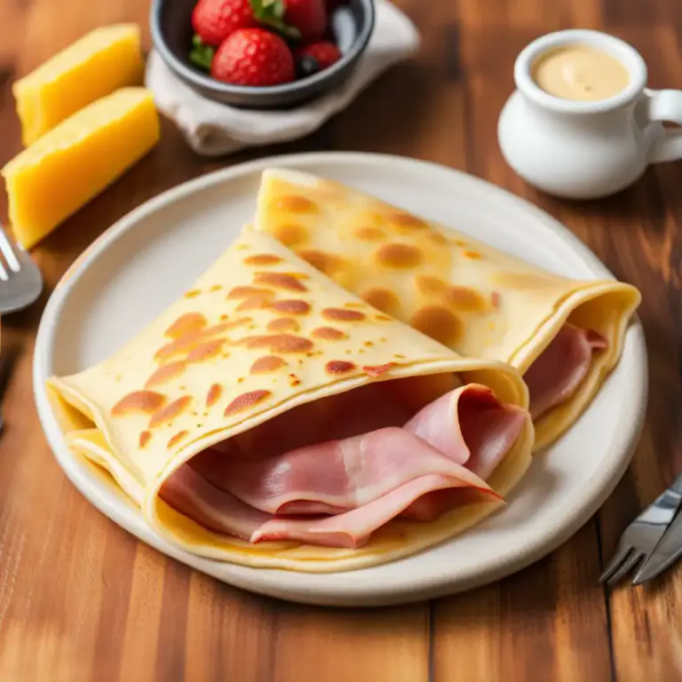 Visual representation of "crepe" - A hard thin pancake often served with a filling