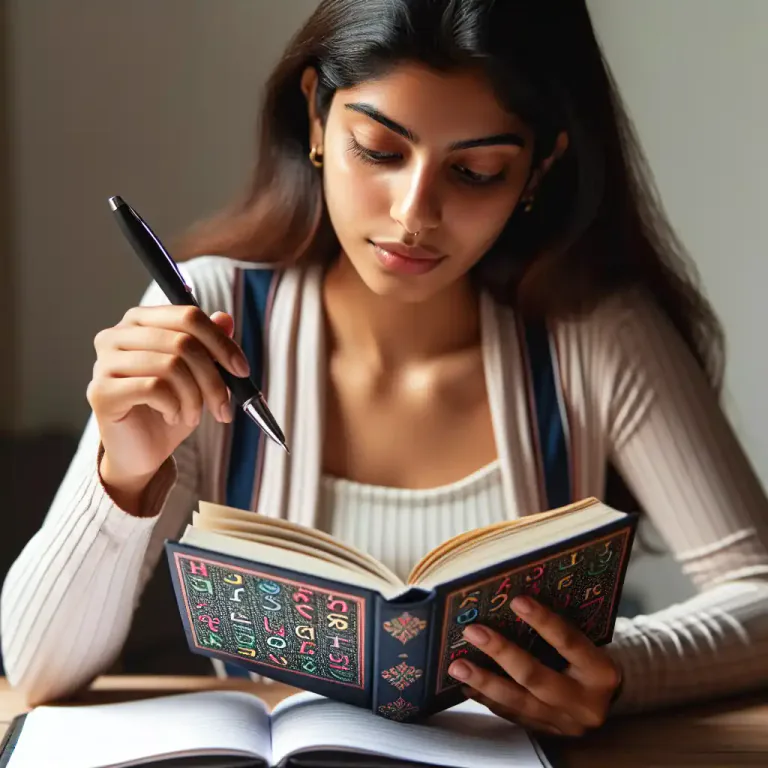 Visual representation of "grammar" - A book containing the rules of a language.