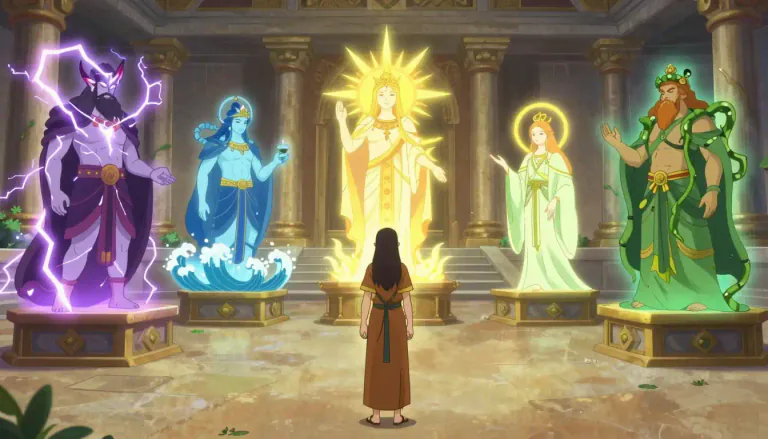 Visual representation of "polytheism" - The belief in or worship of more than one god.