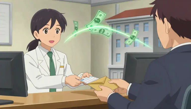 Visual representation of "giro" - A system of transferring money used in Europe, similar to a check in America.