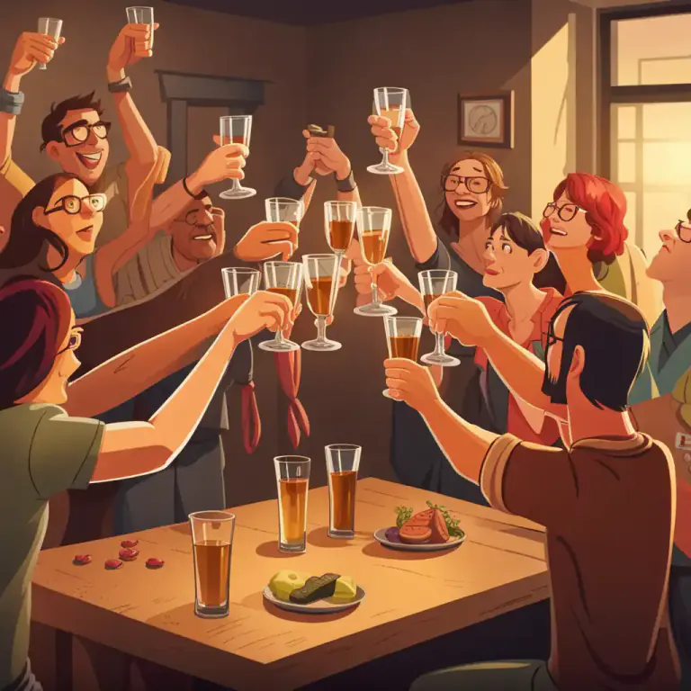 Visual representation of "down the hatch" - Used to express good wishes before drinking