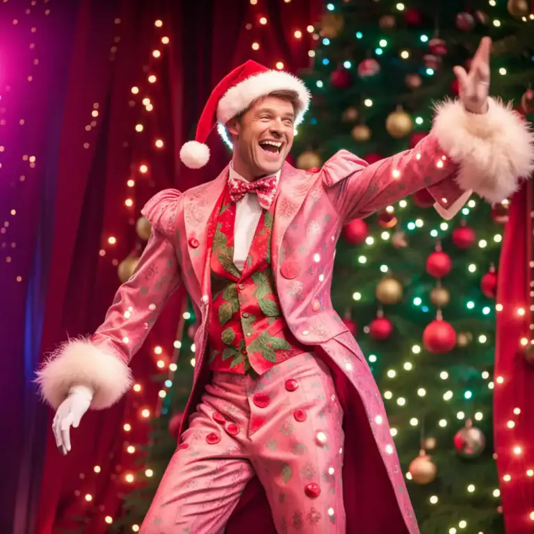 Visual representation of "dame" - In pantomime, a man dressed as a woman playing a comedic role