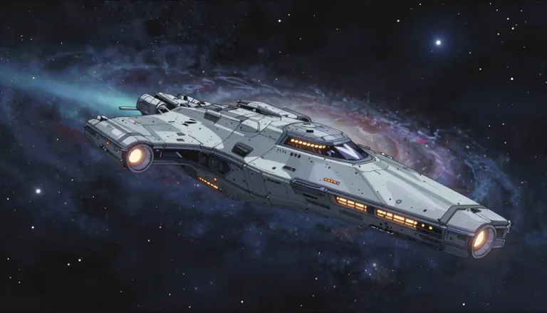 Visual representation of "starship" - A very large spacecraft that travels between stars or galaxies.