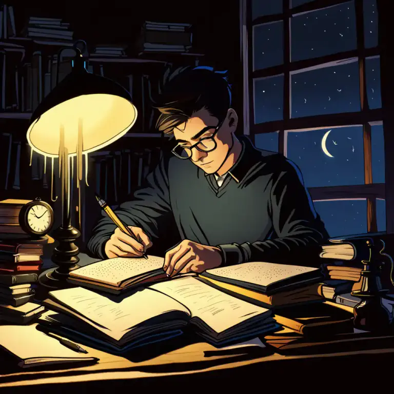 Visual representation of "burn the midnight oil" - To work late into the night