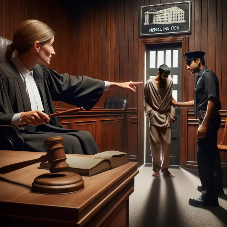 Visual representation of "commitment" - The act of sending a person to prison or to a hospital