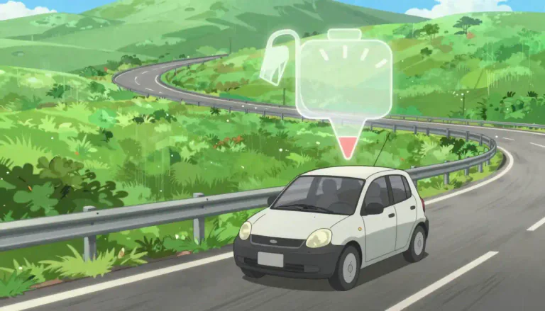 Visual representation of "mileage" - The distance that a vehicle has traveled or can travel on a certain amount of fuel.
