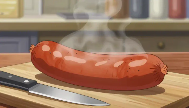 Visual representation of "saveloy" - A type of cooked sausage that is often reddish in color.