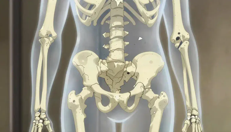 Visual representation of "osteoporosis" - A medical condition where bones become weak and brittle.