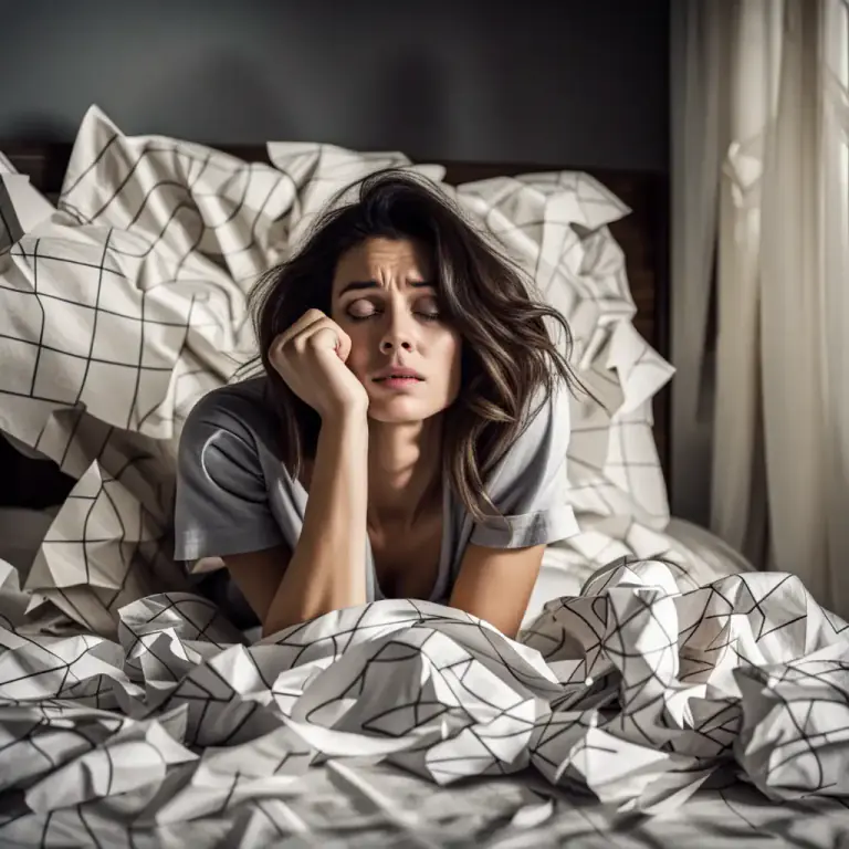 Visual representation of "take to your bed" - To go to bed, typically due to feeling unwell or depressed.