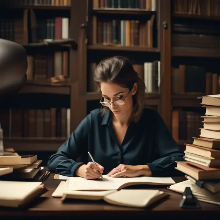 Visual representation of "sit down" - To begin to concentrate on work or study.