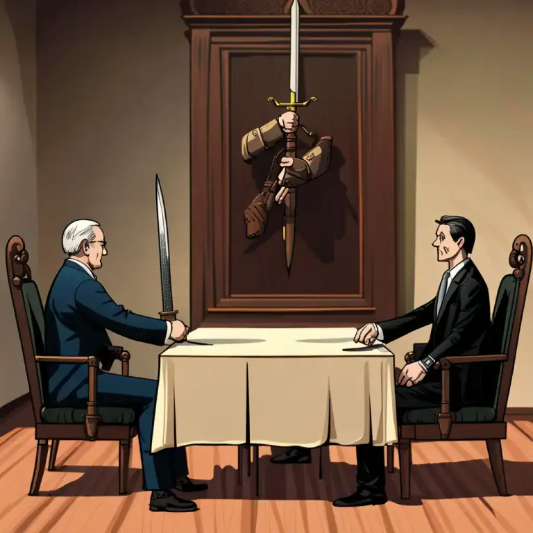 Visual representation of "the pen is mightier than the sword" - Intellectual capacity and skill is more effective than blunt force or violence.