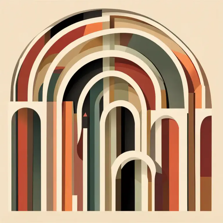 Visual representation of "romanesque" - Resembling or imitating the Romanesque style, especially in modern art or literature
