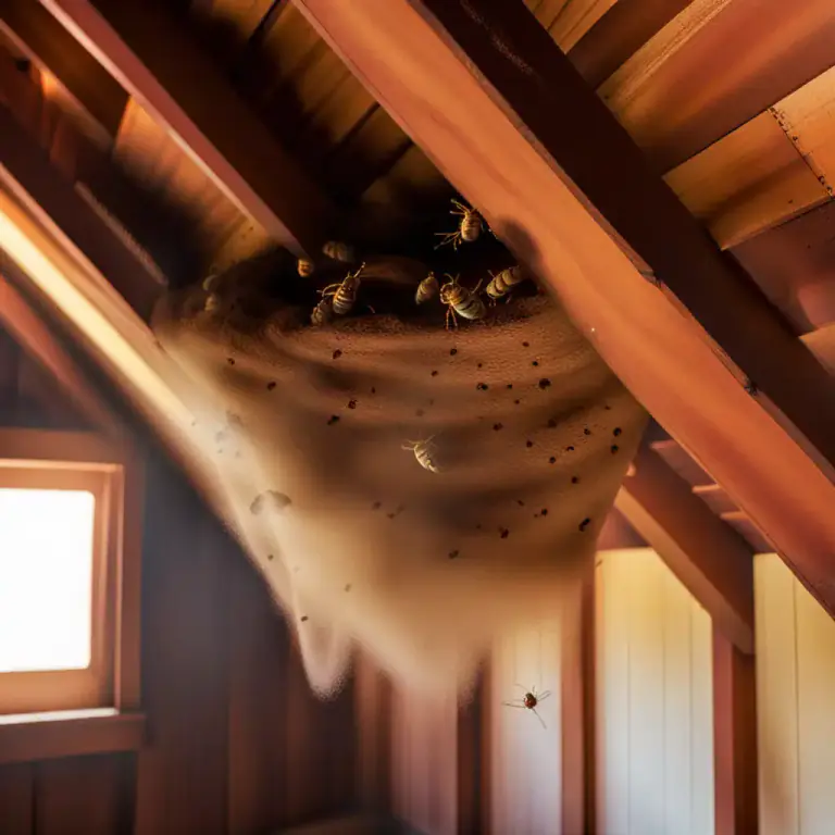 Visual representation of "a hornets’ nest" - Literal meaning, a nest constructed by hornets.