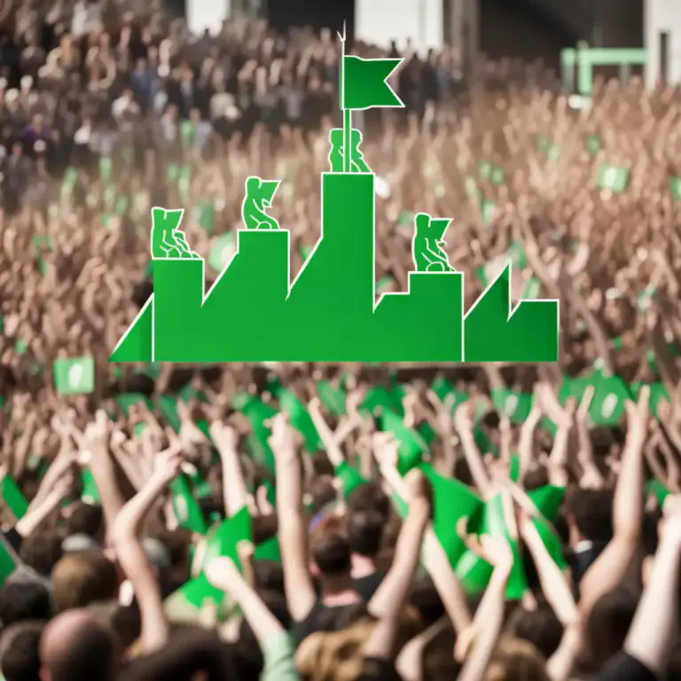 Visual representation of "gain ground" - To become more popular or accepted
