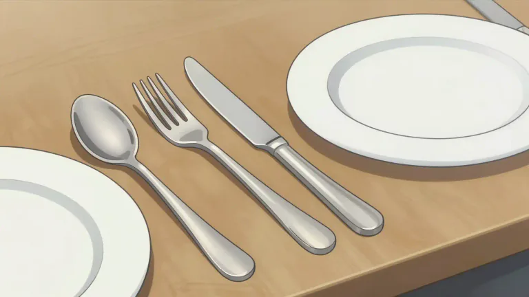 Visual representation of "flatware" - Items like spoons, forks, and knives used for eating food.