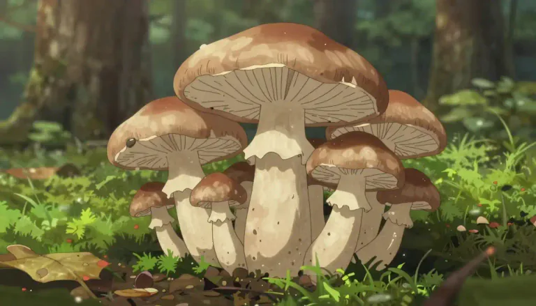 Visual representation of "agaric" - A type of fungus, often edible, that typically has a flat cap and grows on the ground.