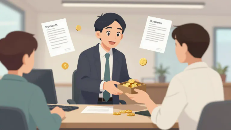 Visual representation of "brokerage" - A company that buys and sells things for others.