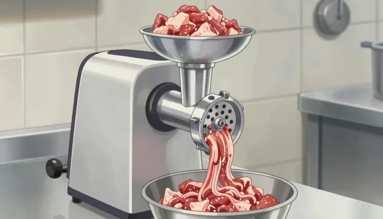 Visual representation of "mincer" - A machine that cuts food into small pieces