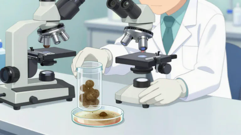Visual representation of "faecal" - Related to poop or waste from the body.