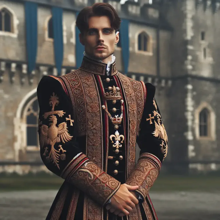 Visual representation of "tabard" - A herald's official coat, marked with the arms of his master.