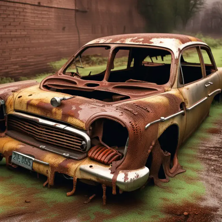 Visual representation of "corrosion" - The damage caused to something by corrosion.