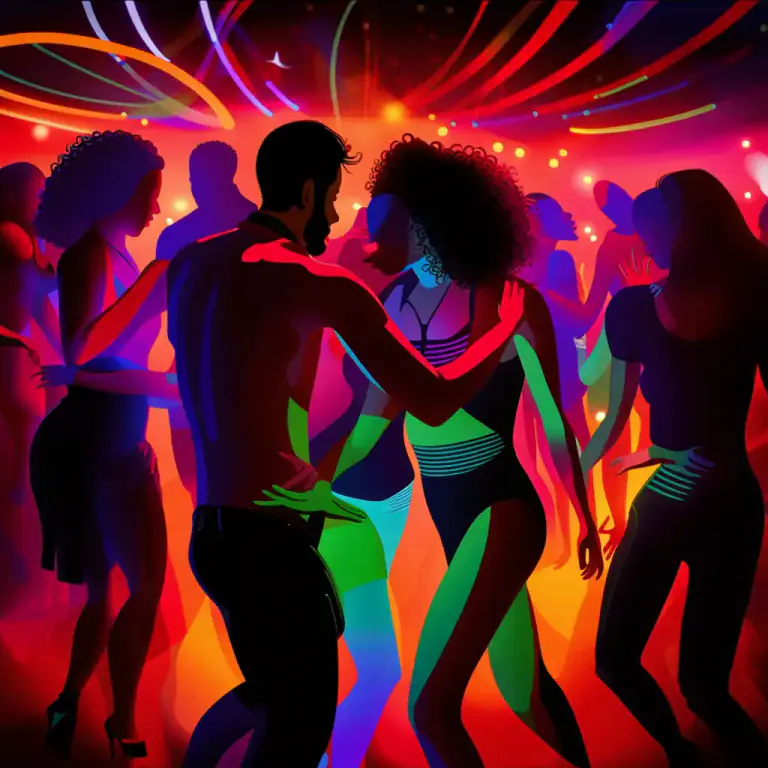 Visual representation of "grind on" - In dancing, to move your hips in a circular motion against someone's body