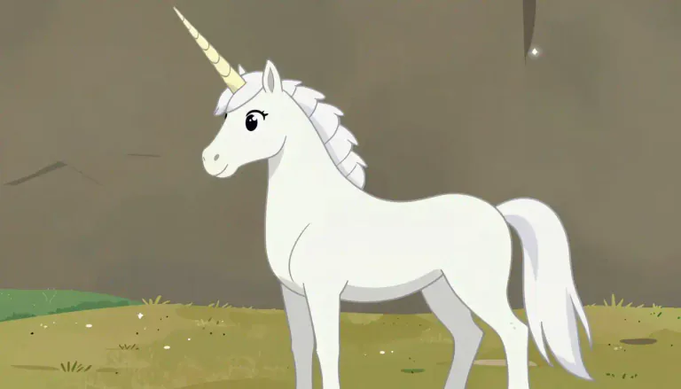 Visual representation of "unicorn" - A mythical creature often shown in stories as a horse with a long, straight horn growing from its forehead.