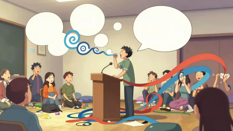Visual representation of "wordy" - Using or containing too many words.