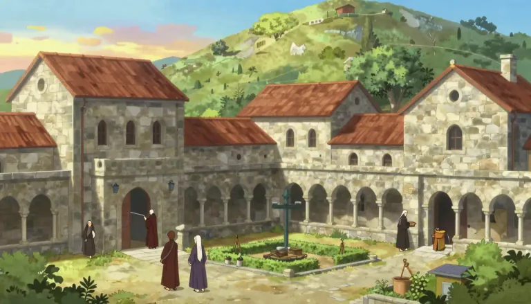 Visual representation of "monastery" - A building or group of buildings where monks or nuns live and work.