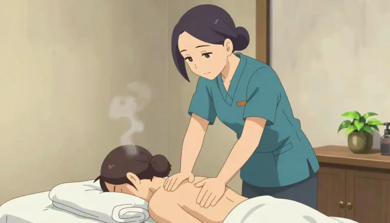 Visual representation of "masseuse" - A woman who gives massages for a job.