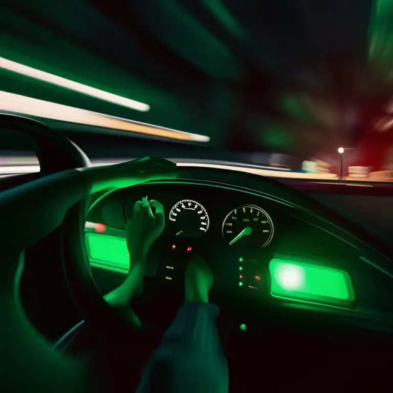 Visual representation of "put the pedal to the metal" - Driving a vehicle very quickly.