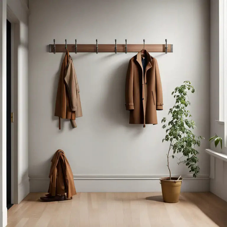 Visual representation of "hang up" - To put something on a hook or a hanger