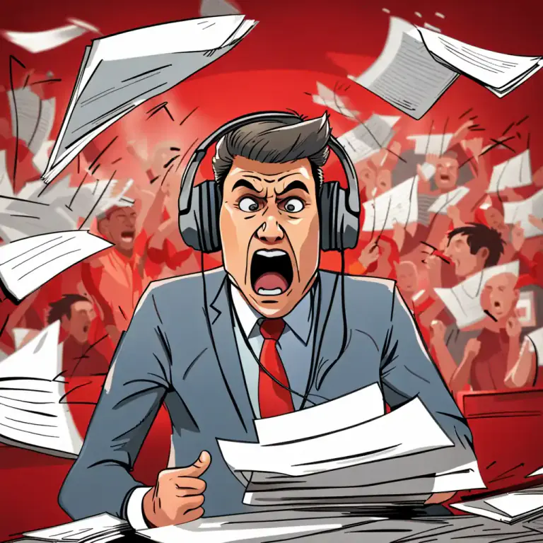 Visual representation of "barking mad" - Highly excited or angry to the point of losing control