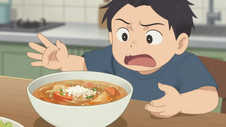 Visual representation of "yuk" - A term often used to describe food that tastes unappetizing.