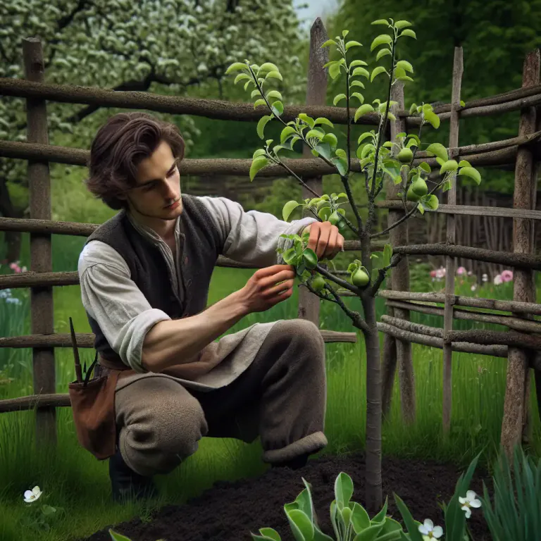Visual representation of "espalier" - To shape a tree or plant into an espalier.