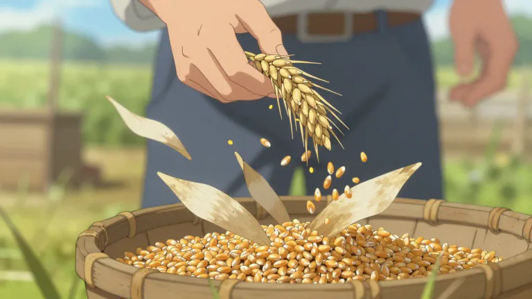 Visual representation of "chaff" - The husks of grains and grasses that are left over after threshing