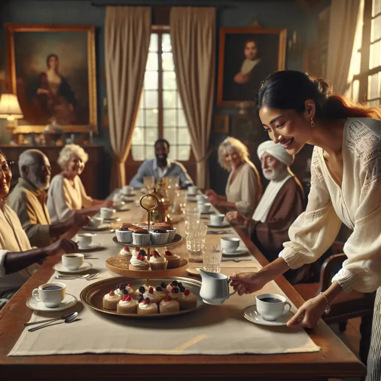 Visual representation of "serve" - To provide food or drinks to someone.