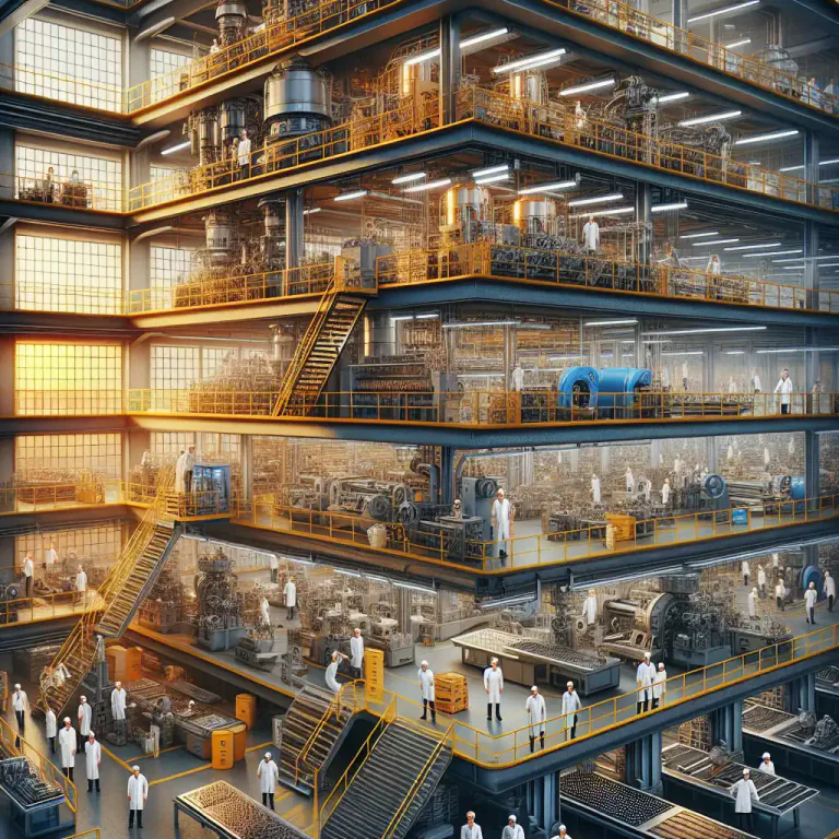 Visual representation of "vertical" - Involving different stages within one industry or organization.