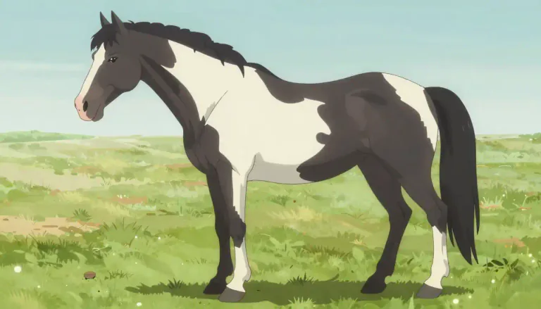 Visual representation of "piebald" - Having spots or patches of two different colors, usually black and white