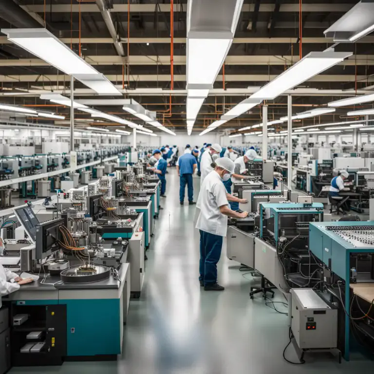 Visual representation of "fab" - A factory where products such as chips and other electronic components are made.