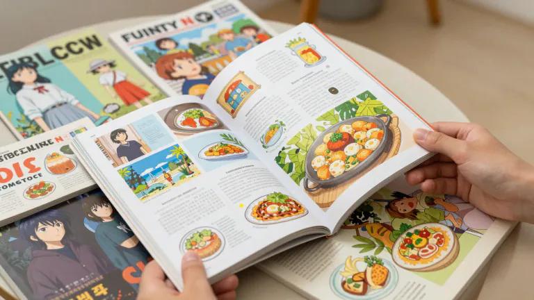 Visual representation of "magazine" - A printed or electronic document that is published regularly with different articles, news, stories, pictures, etc.
