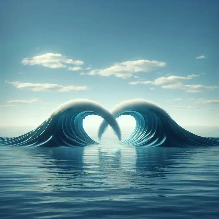 Visual representation of "superposition" - In physics, the concept that when two or more waves meet, the resultant wave is the sum of the separate waves