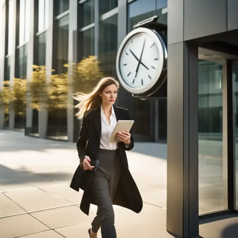 Visual representation of "clock on" - To start a working day by recording the time you arrived at your workplace usually by a clock device.