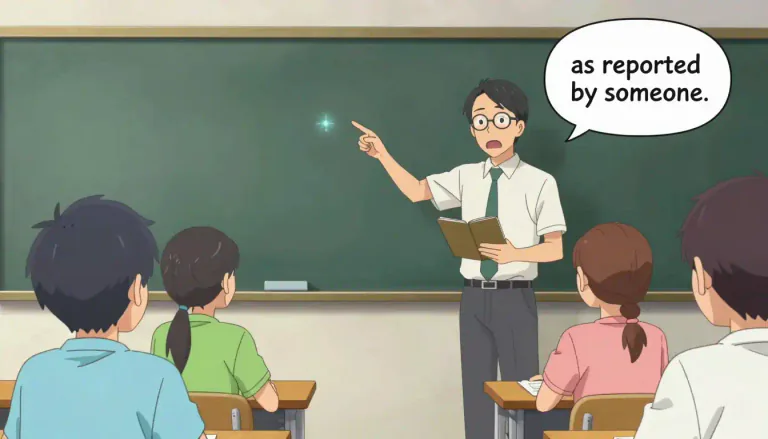 Visual representation of "according" - As stated or reported by someone