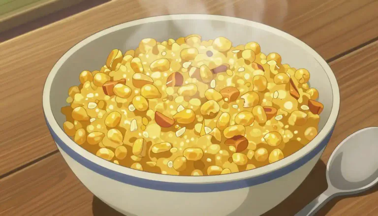 Visual representation of "samp" - A type of dish made from coarsely ground corn or maize.